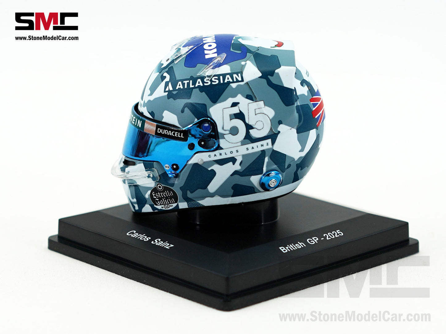 Williams F1 FW47 #55 Carlos Sainz British GP 2025 Spark 1:5 Miniature Helmet