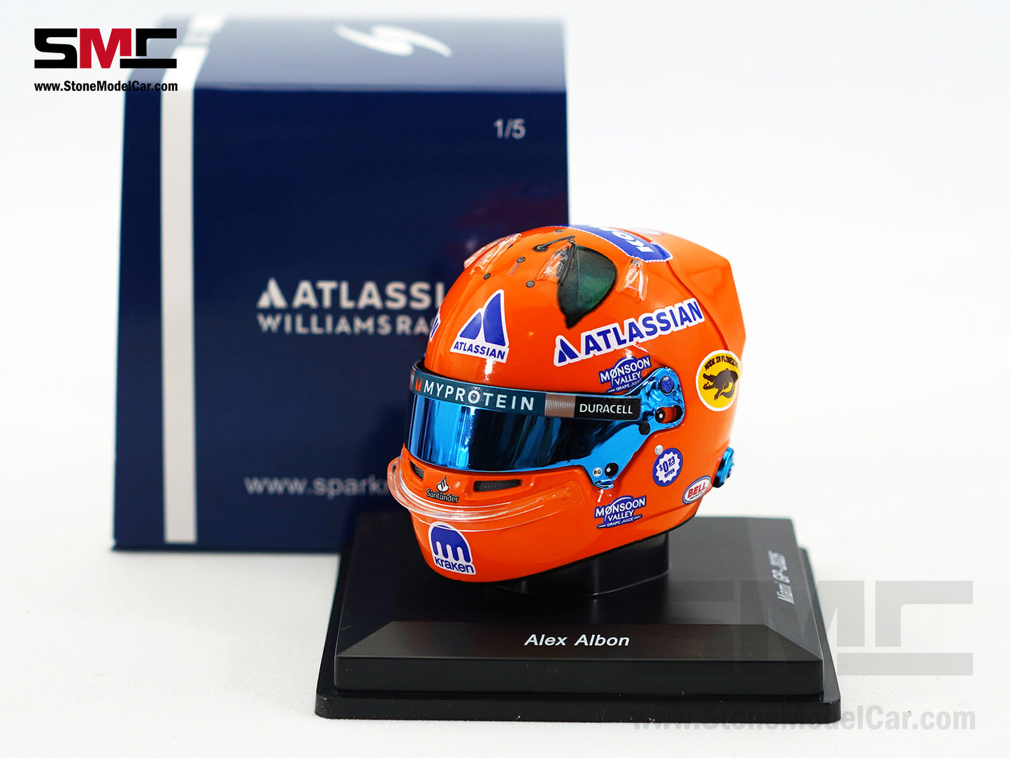 Williams F1 FW47 #23 Alexander Albon US Miami GP 2025 Spark 1:5 Miniature Helmet