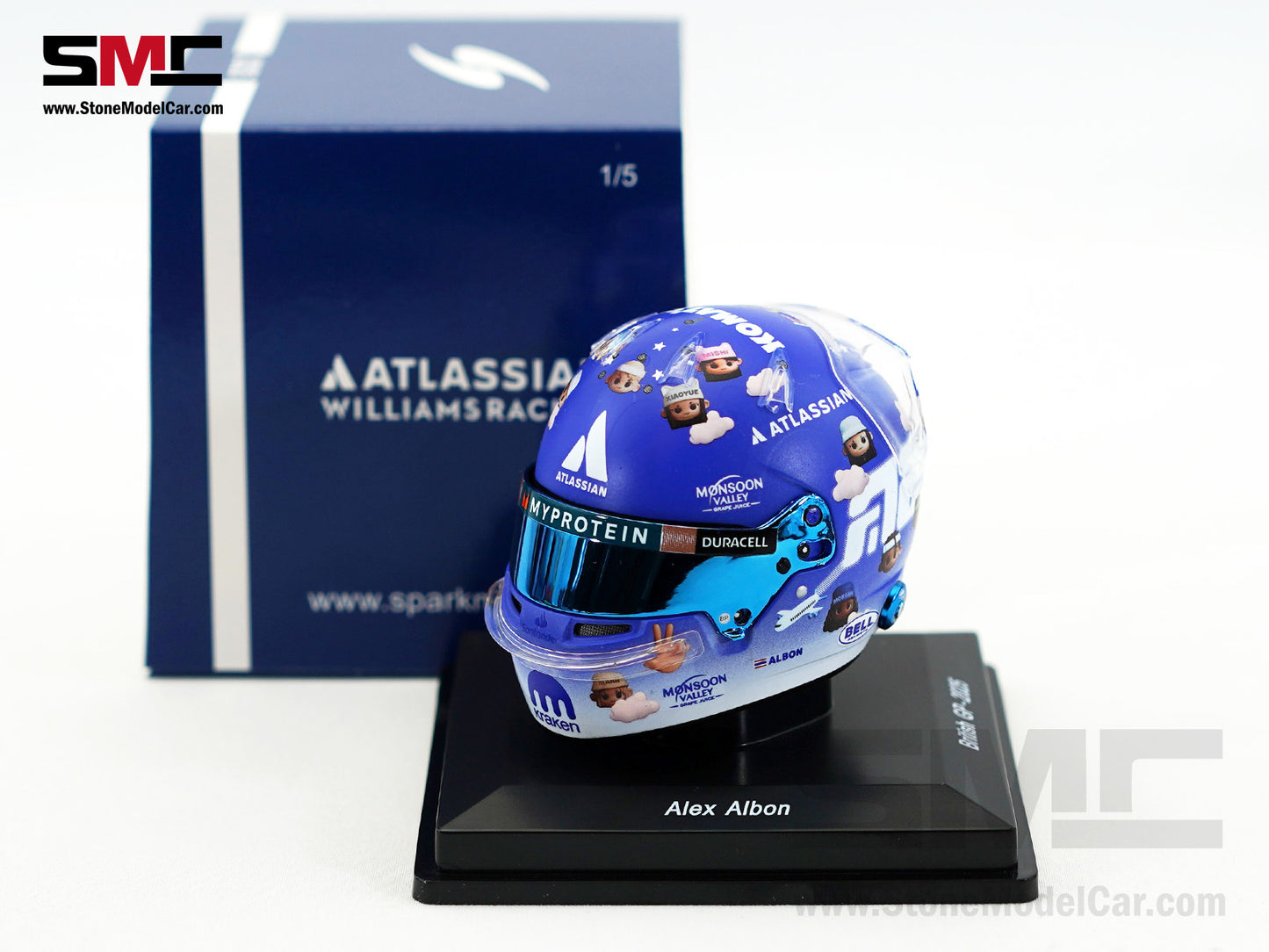 Williams F1 FW47 #23 Alexander Albon British GP 2025 Spark 1:5 Miniature Helmet