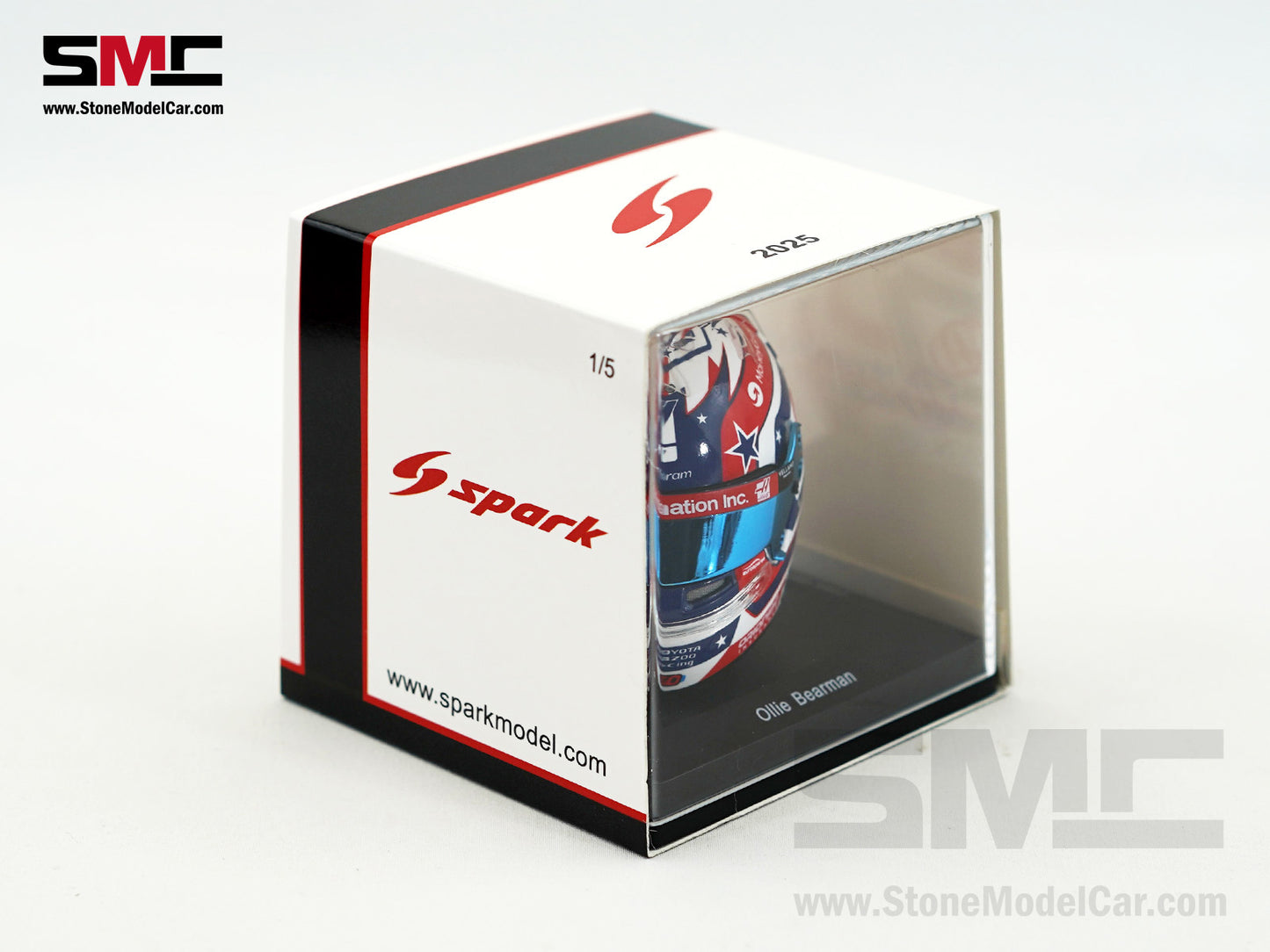 Haas F1 Team VF-25 #87 Oliver Bearman US Austin GP 2025 Spark 1:5 Miniature Helmet