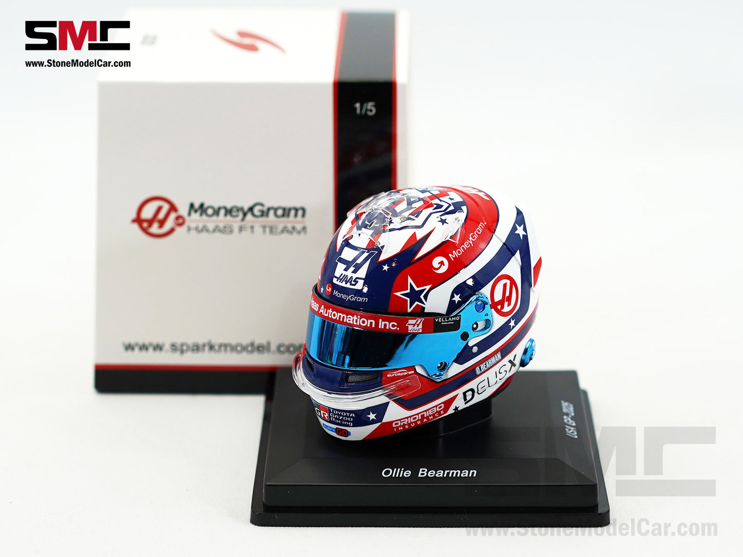 Haas F1 Team VF-25 #87 Oliver Bearman US Austin GP 2025 Spark 1:5 Miniature Helmet