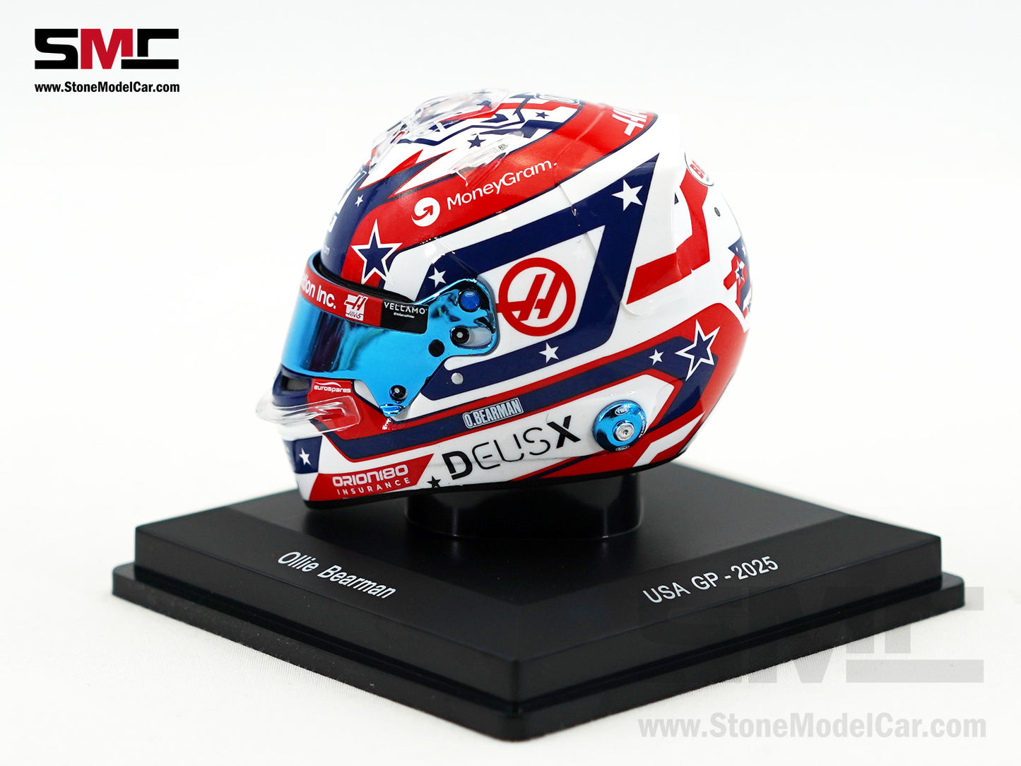 Haas F1 Team VF-25 #87 Oliver Bearman US Austin GP 2025 Spark 1:5 Miniature Helmet