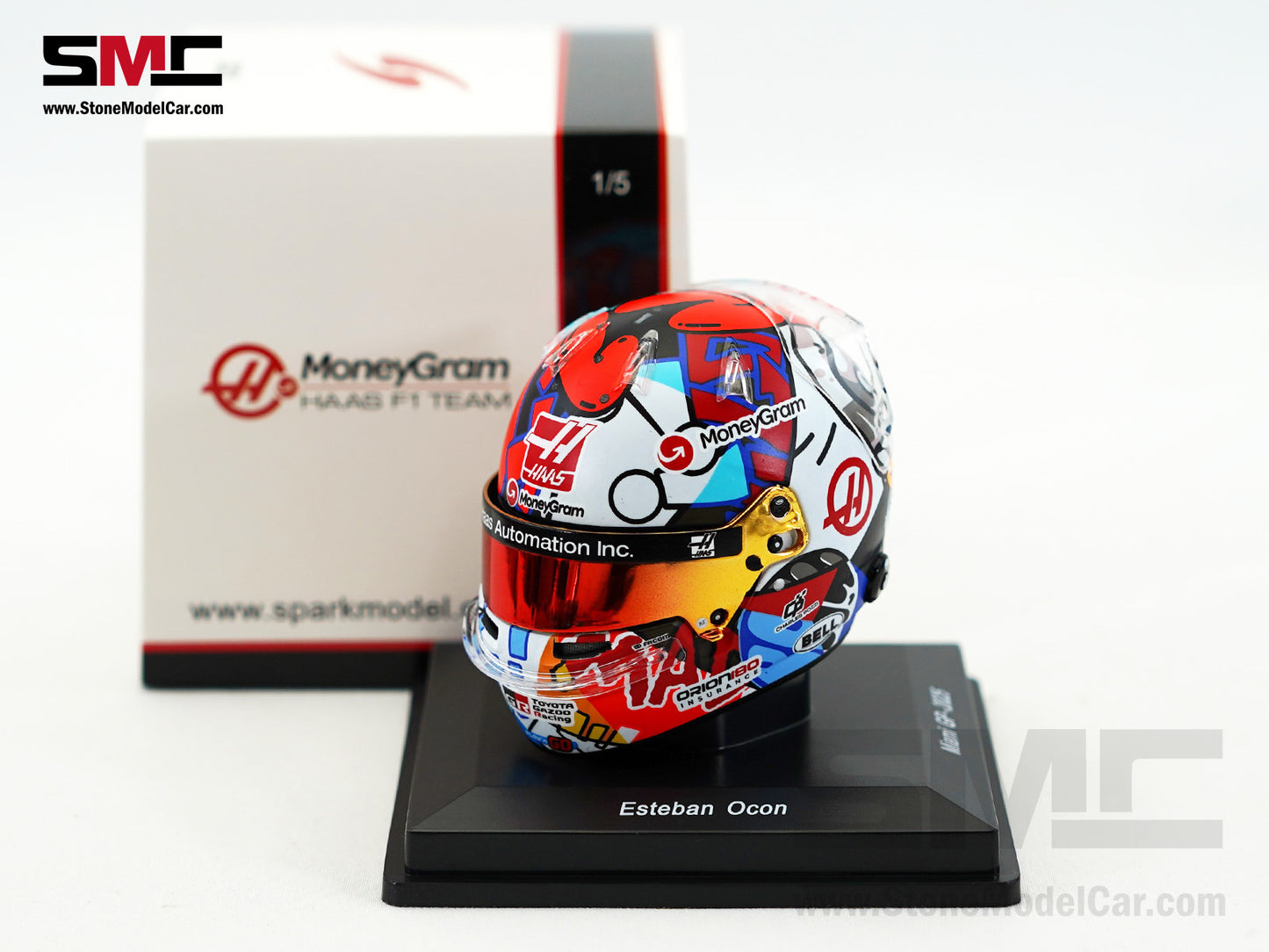 Haas F1 Team VF-25 #31 Esteban Ocon US Miami GP 2025 Spark 1:5 Miniature Helmet