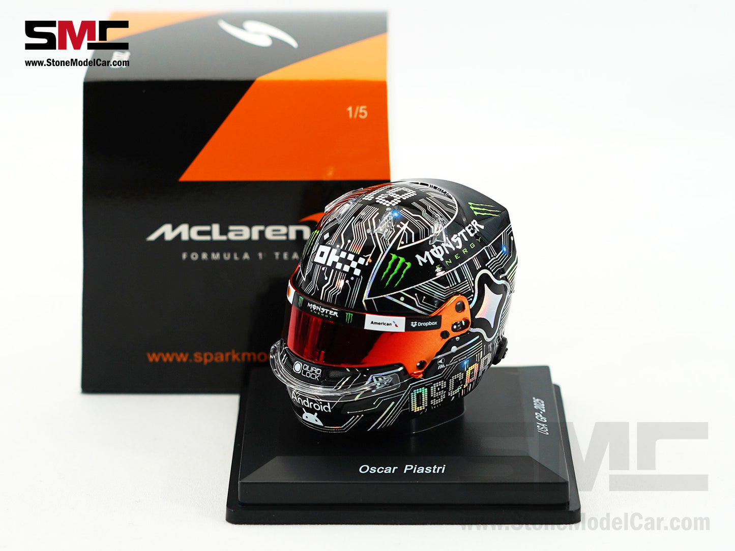 McLaren F1 MCL39 #81 Oscar Piastri US Austin GP 2025 Spark 1:5 Miniature Helmet