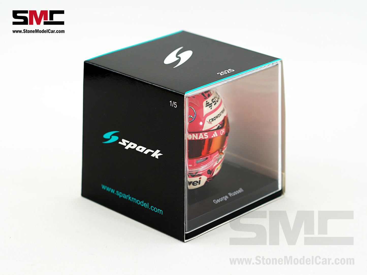 Mercedes F1 W16 #63 George Russell Miami GP 2025 Spark 1:5 Miniature Helmet