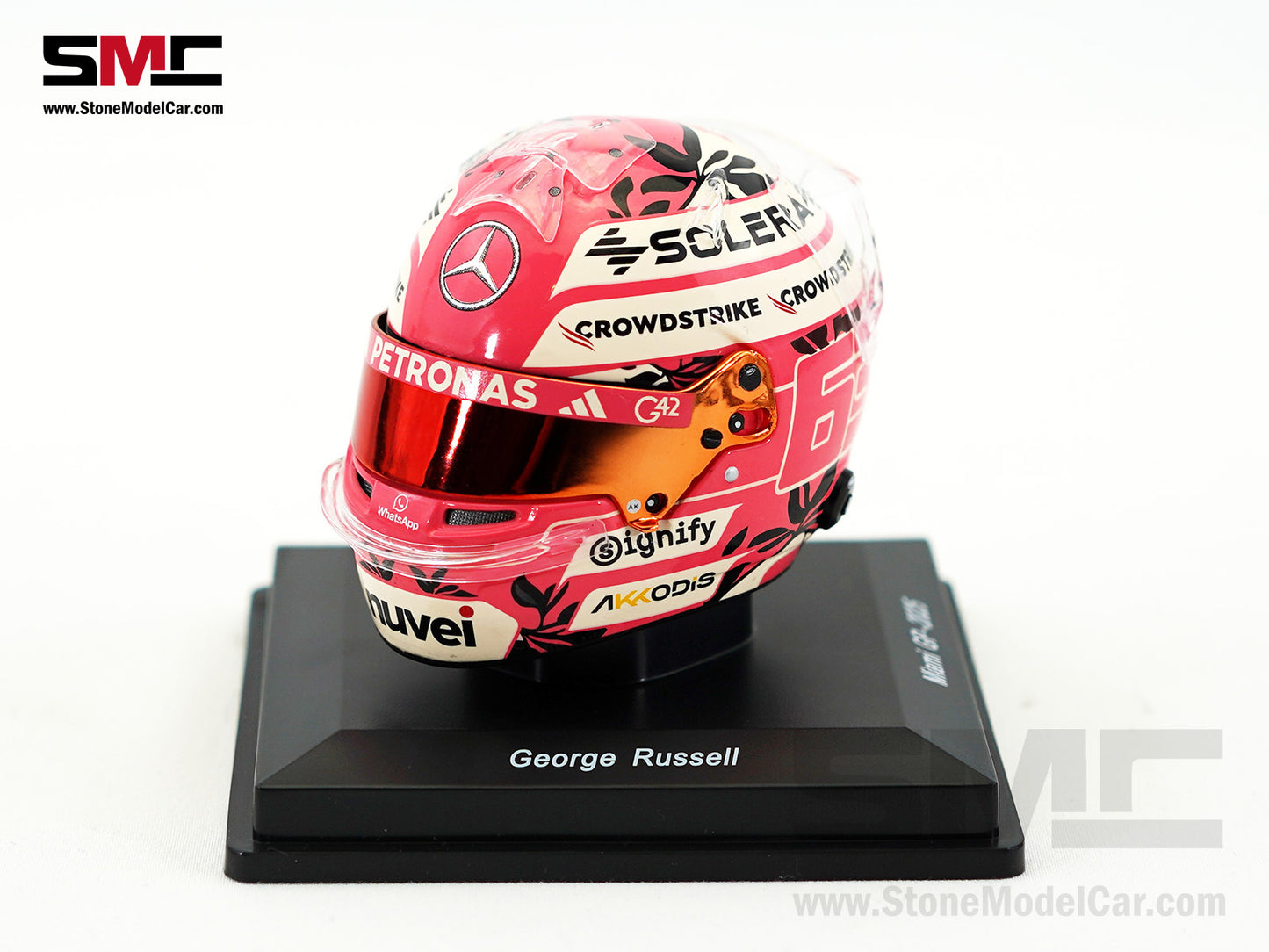Mercedes F1 W16 #63 George Russell Miami GP 2025 Spark 1:5 Miniature Helmet