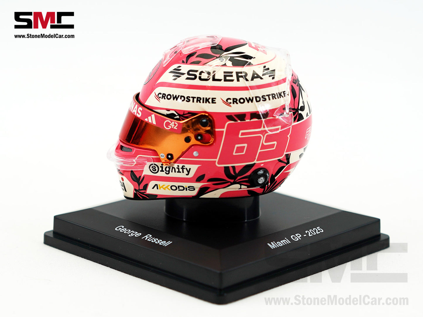 Mercedes F1 W16 #63 George Russell Miami GP 2025 Spark 1:5 Miniature Helmet
