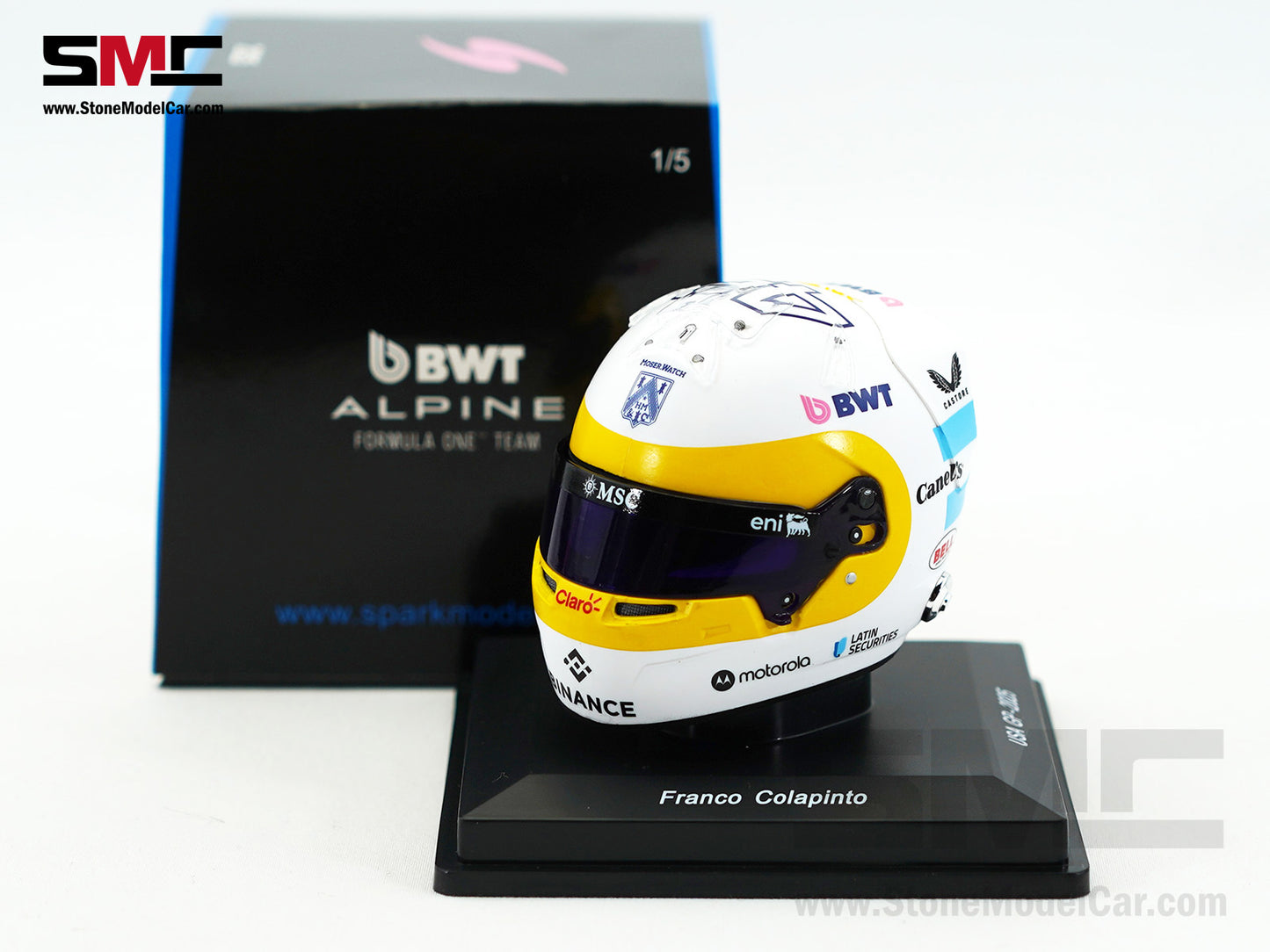 Alpine Renault F1 A525 #43 Franco Colapinto US GP 2025 Spark 1:5 Miniature Helmet