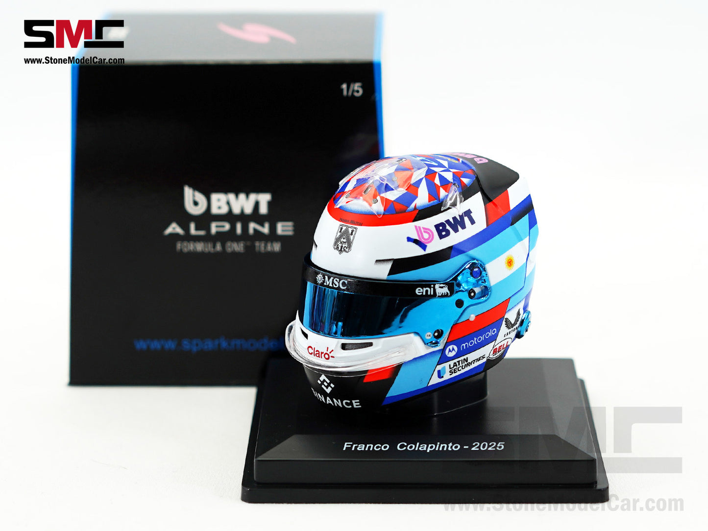 Alpine Renault F1 A525 #43 Franco Colapinto Season 2025 Spark 1:5 Miniature Helmet