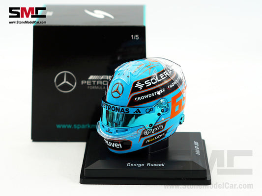 Mercedes F1 W16 #63 George Russell British GP 2025 Spark 1:5 Miniature Helmet