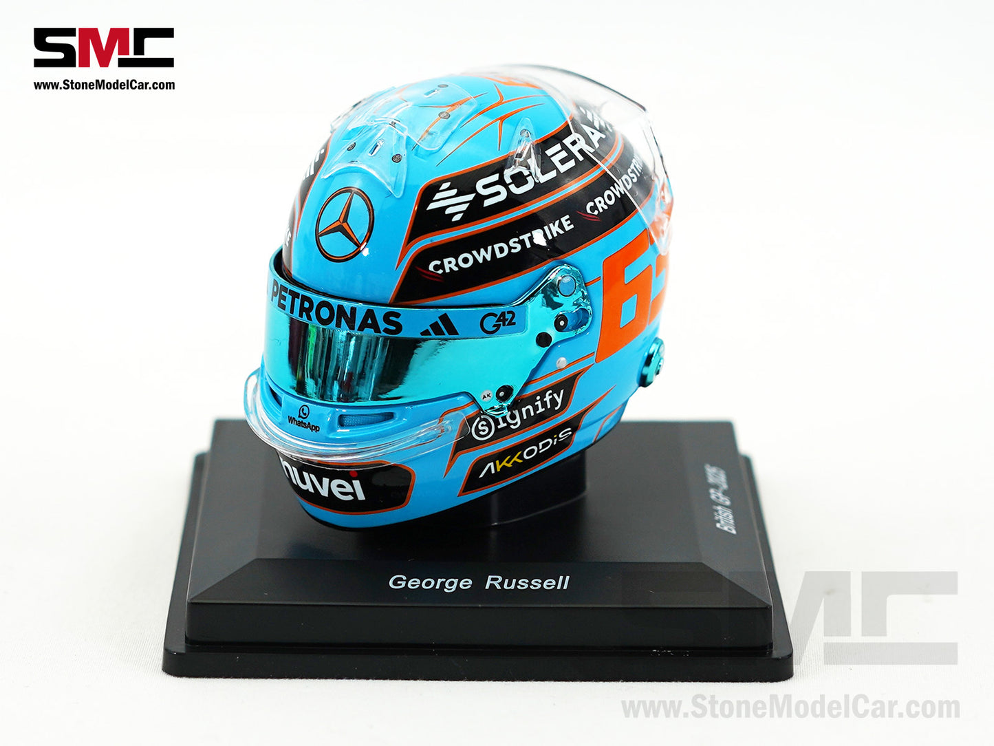 Mercedes F1 W16 #63 George Russell British GP 2025 Spark 1:5 Miniature Helmet