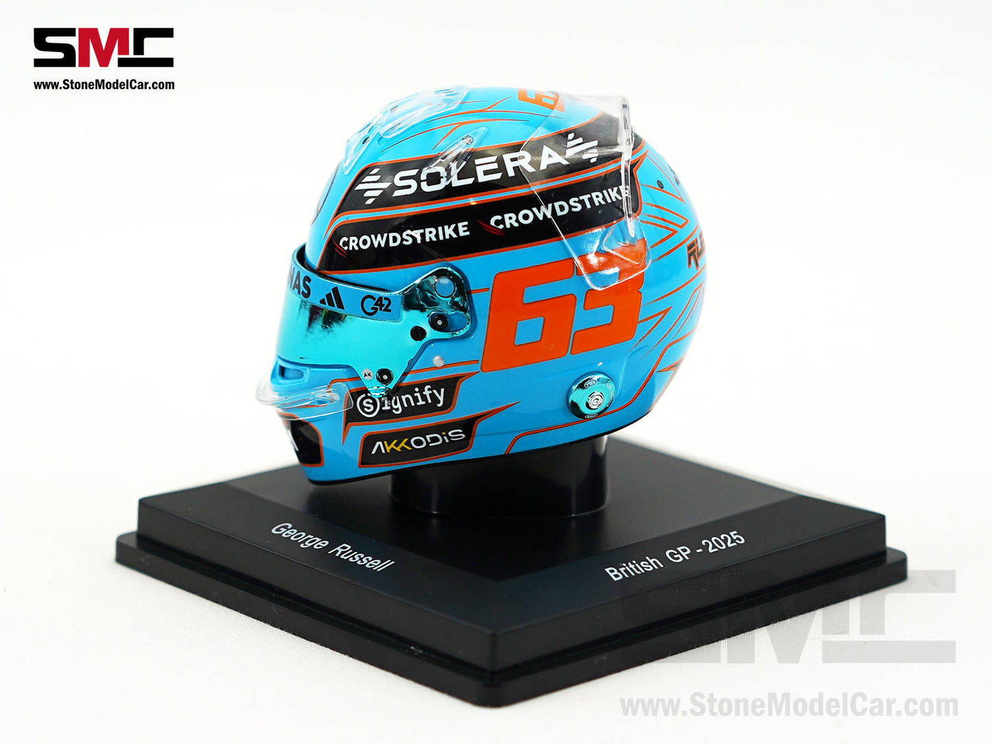 Mercedes F1 W16 #63 George Russell British GP 2025 Spark 1:5 Miniature Helmet