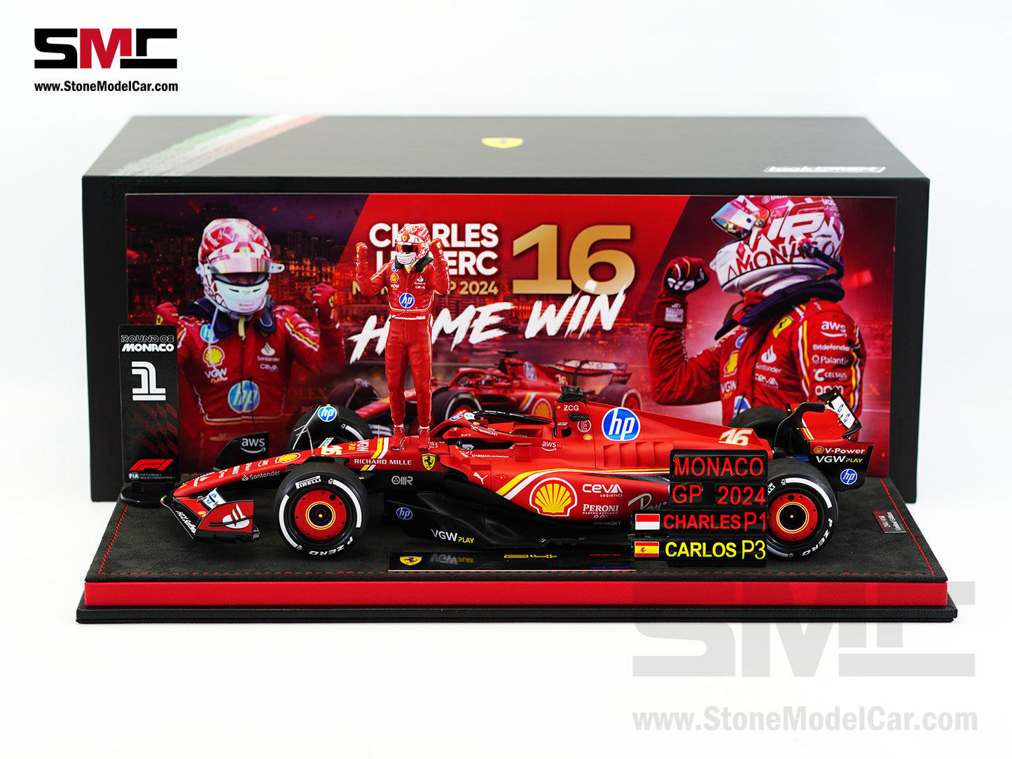 Ferrari F1 SF-24 #16 Charles Leclerc Winner Monaco GP 2024 Looksmart 1:18 Special Edition