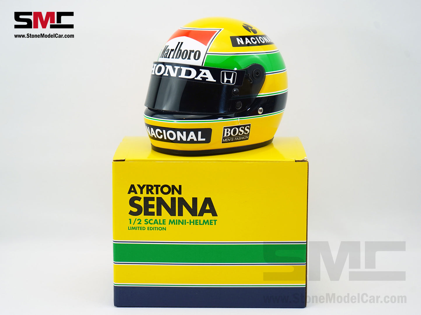 Mclaren MP4/4 #12 Ayrton Senna 1988 F1 World Champion 1:2 Bell Miniature Helmet with Decal