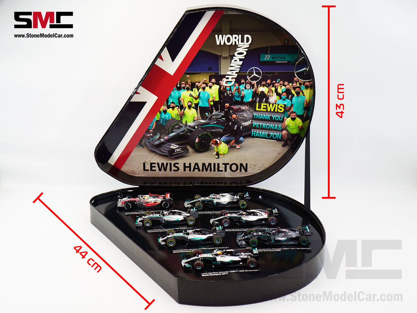 2020 7x World Champion Mercedes F1 #44 Lewis Hamilton 7-Car Set 1:43 MINICHAMPS Gift Box