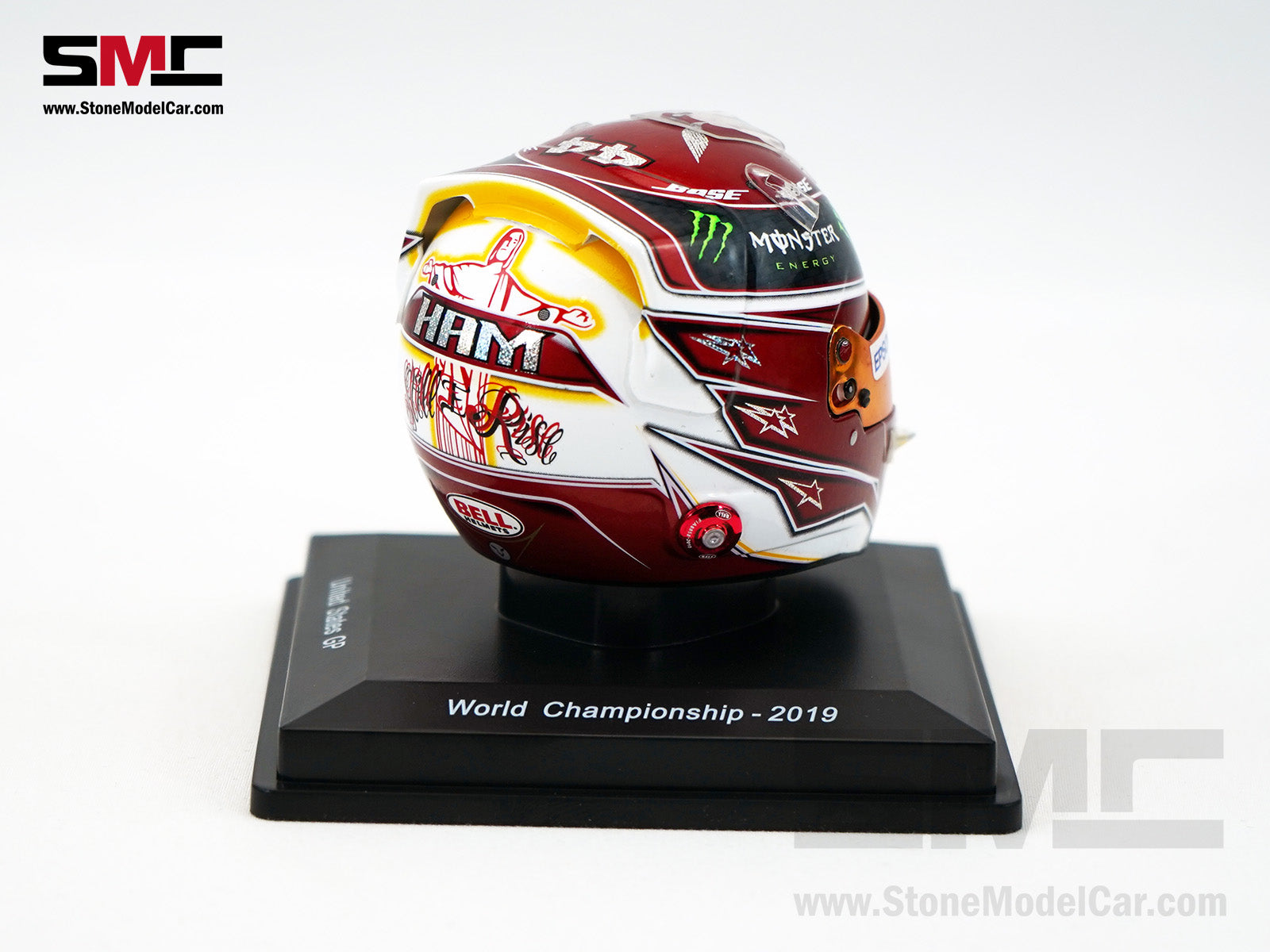 6x motorcycle helmet Mercedes F1 W10 #44 Lewis Hamilton US GP 2019 6x Times World Champion – Stone Model
