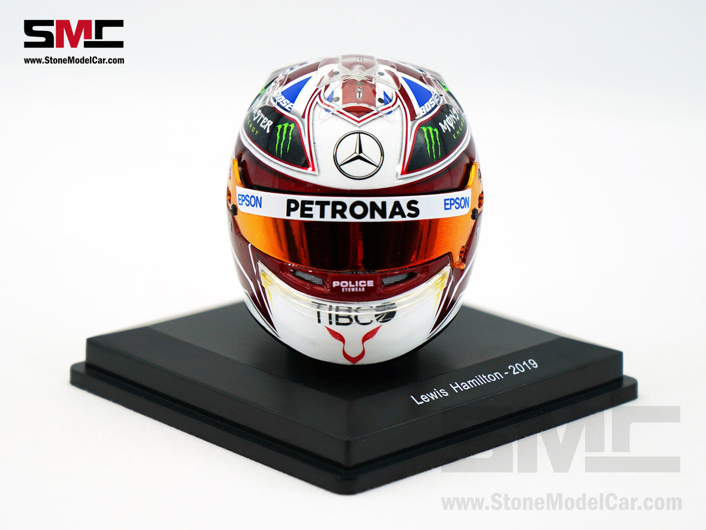 Mercedes F1 W10 #44 Lewis Hamilton British GP 2019 6x Times World Champion Spark 1:5 Helmet