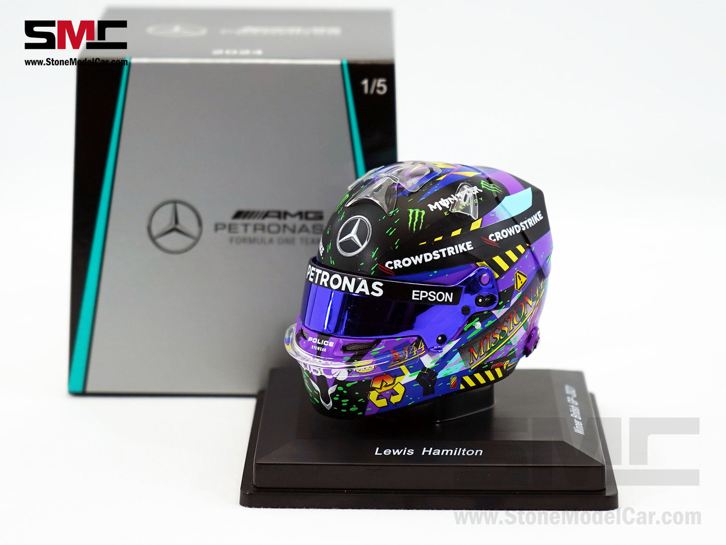 Mercedes F1 W12 #44 Lewis Hamilton British GP 2021 7x Times World Champion Spark 1:5 Helmet