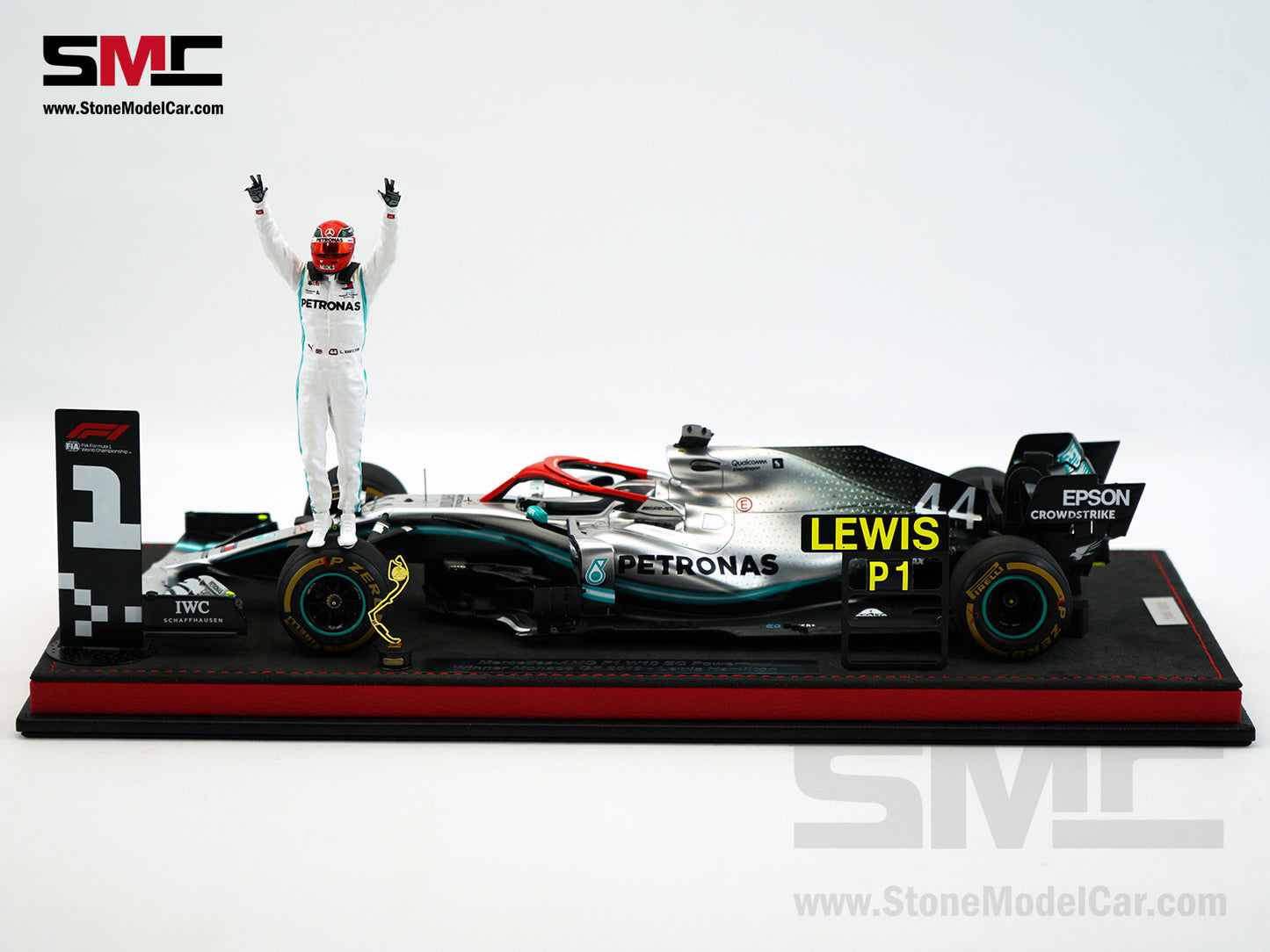 Mercedes AMG F1 W10 #44 Lewis Hamilton Monaco GP 2019 World Champion 1:18 Spark Figure Edition