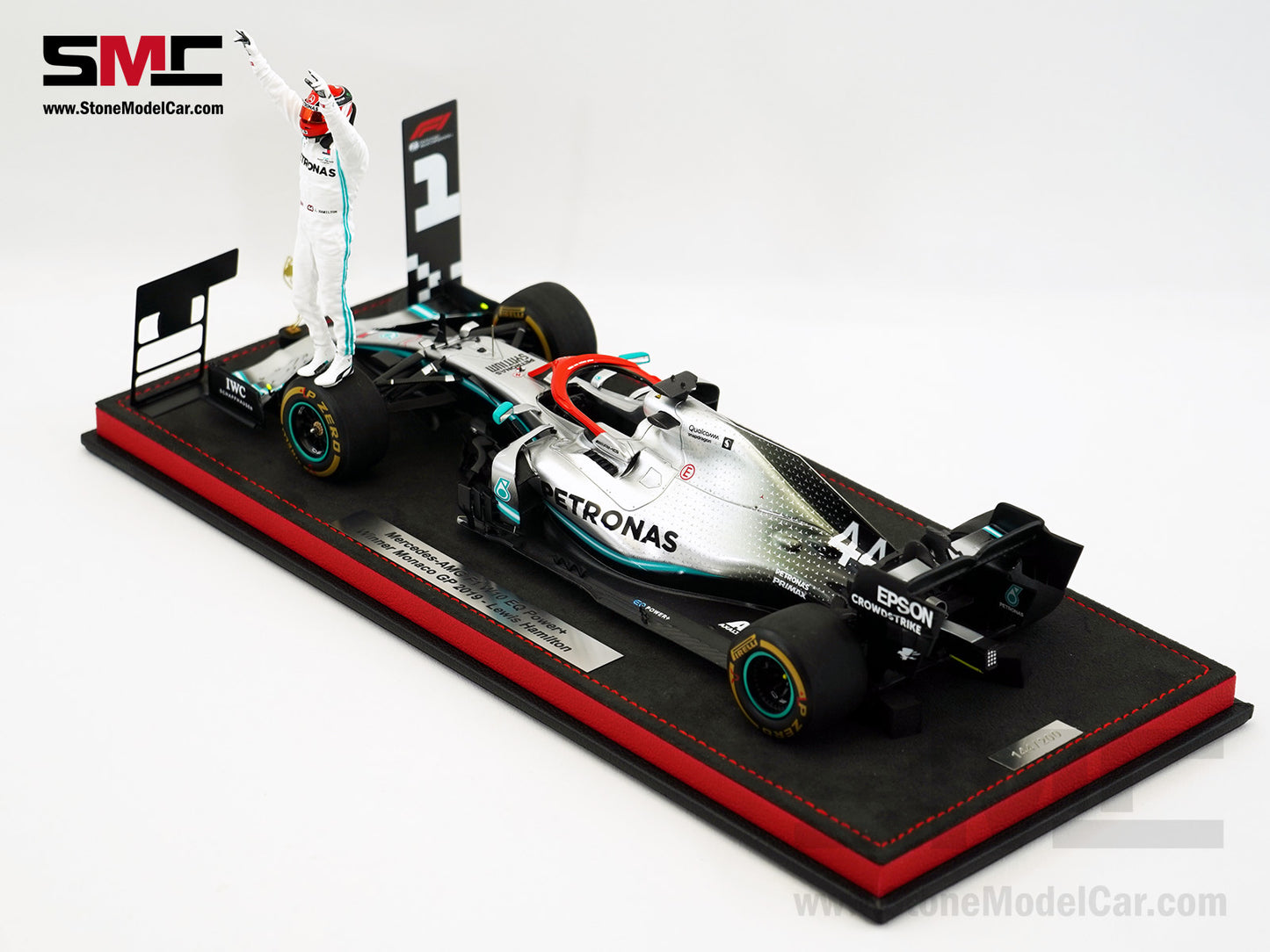 Mercedes AMG F1 W10 #44 Lewis Hamilton Monaco GP 2019 World Champion 1:18 Spark Figure Edition