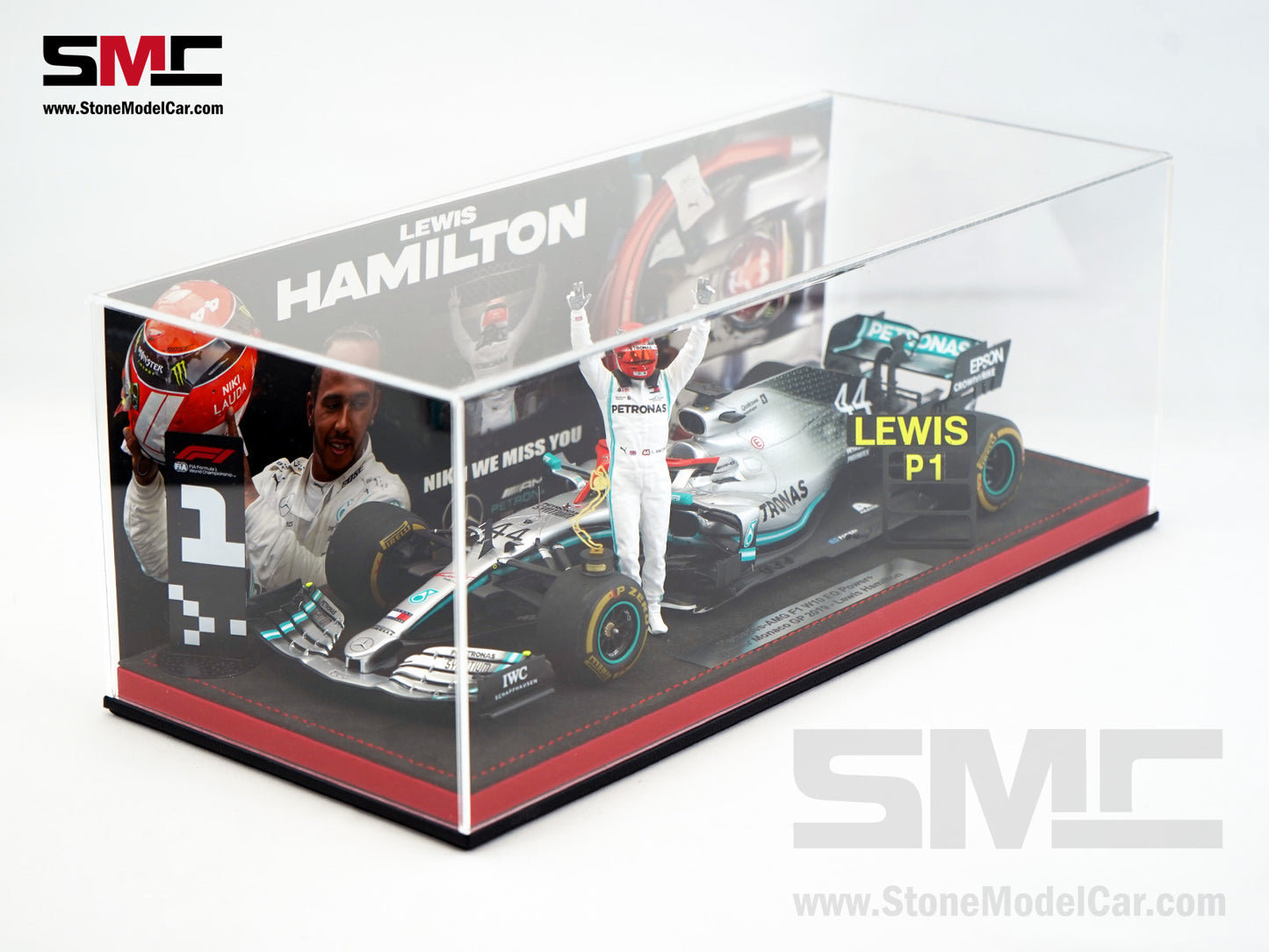 Mercedes AMG F1 W10 #44 Lewis Hamilton Monaco GP 2019 World Champion 1:18 Spark Figure Edition