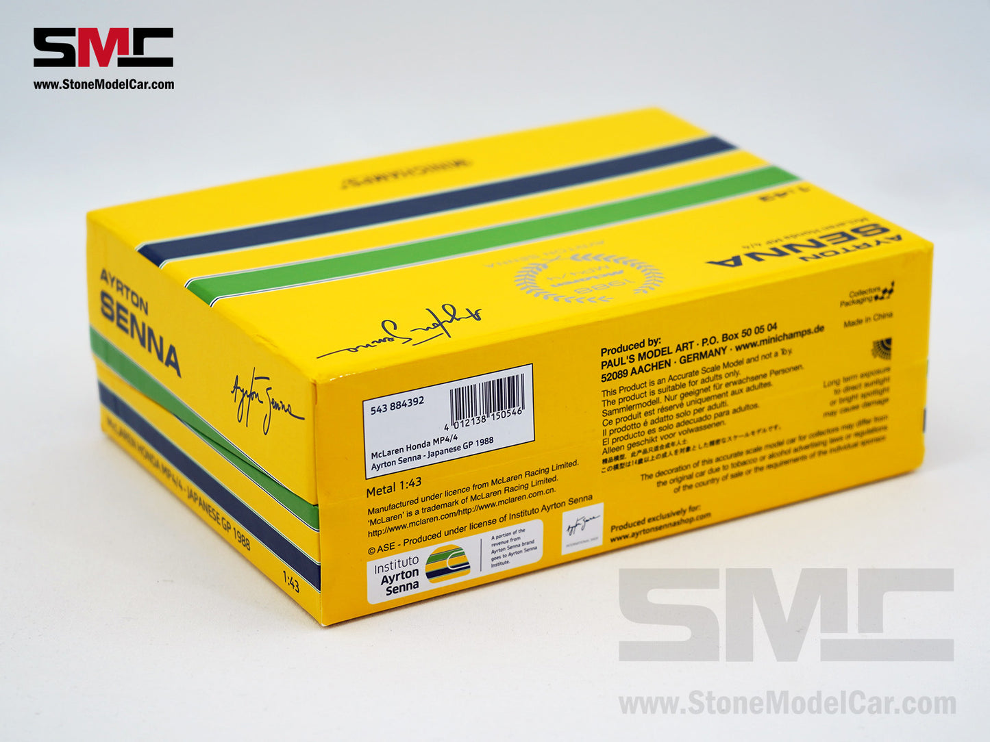 Mclaren F1 MP4/4 Ayrton Senna Japan 1988 World Champion 1:43 MINICHAMPS with Decal