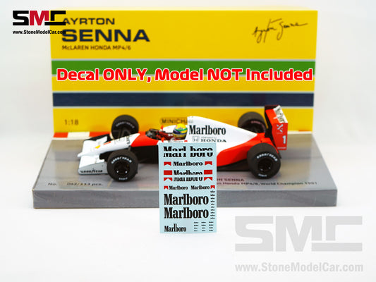 Decal for 1:18 MINICHAMPS Mclaren F1 MP4/6 Ayrton Senna 1991 World Champion