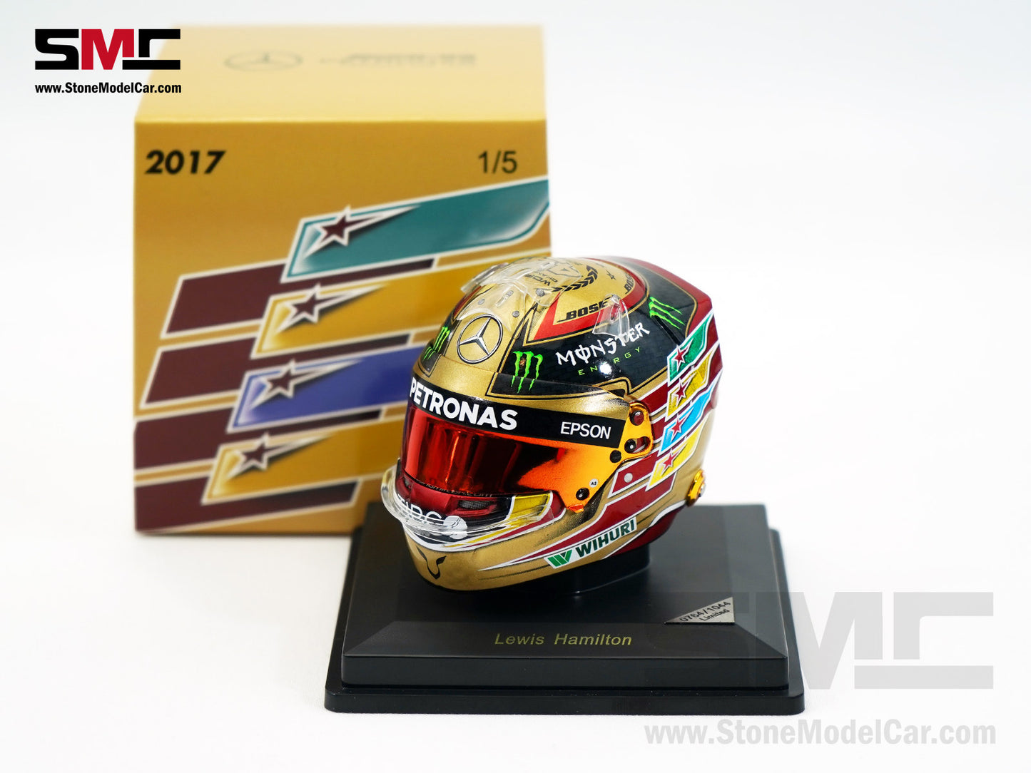 Mercedes F1 W08 #44 Lewis Hamilton Abu Dhabi GP 2017 4x Times World Champion Spark 1:5 Helmet