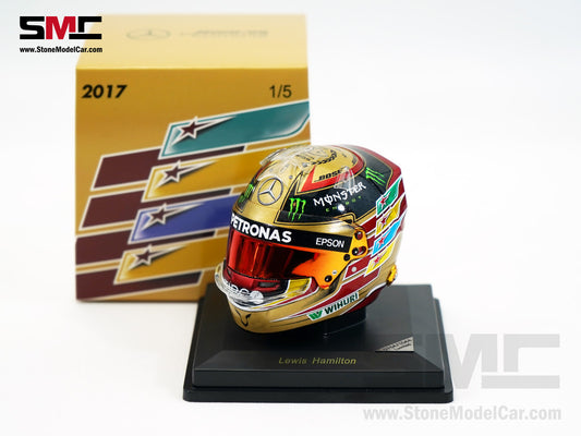 Mercedes F1 W08 #44 Lewis Hamilton Abu Dhabi GP 2017 4x Times World Champion Spark 1:5 Helmet