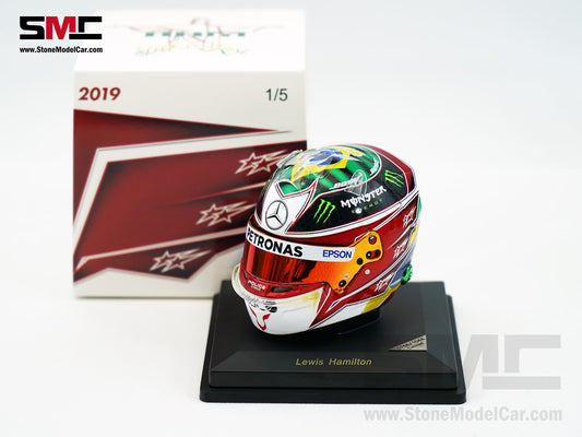 Mercedes F1 W10 #44 Lewis Hamilton Brazil GP 2019 6x Times World Champion Spark 1:5 Helmet
