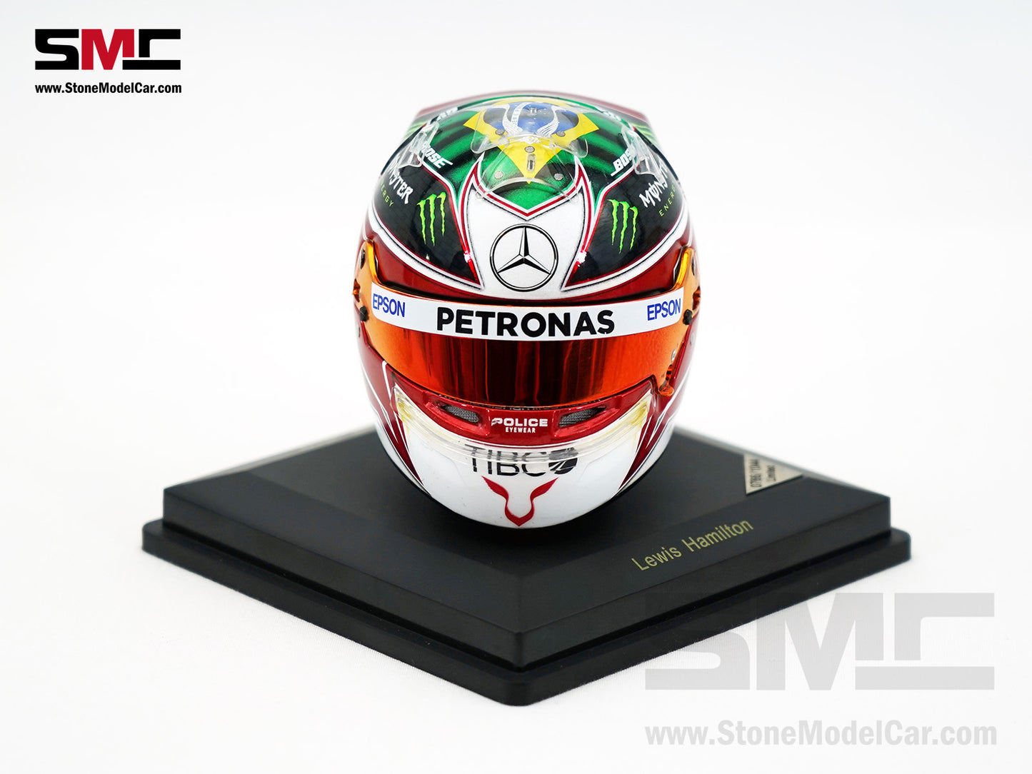 Mercedes F1 W10 #44 Lewis Hamilton Brazil GP 2019 6x Times World Champion Spark 1:5 Helmet