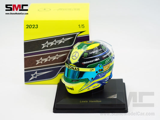 Mercedes F1 W14 #44 Lewis Hamilton Brazil GP 2023 7x Times World Champion Spark 1:5 Helmet