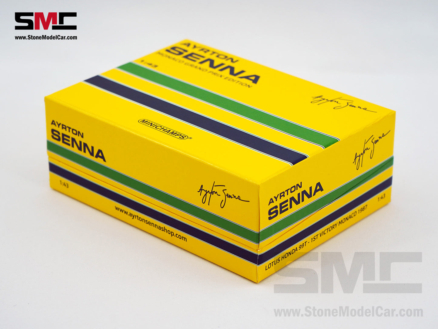 Lotus Honda F1 99T #12 Ayrton Senna Monaco GP Winner 1987 1:43 MINICHAMPS Gift Box