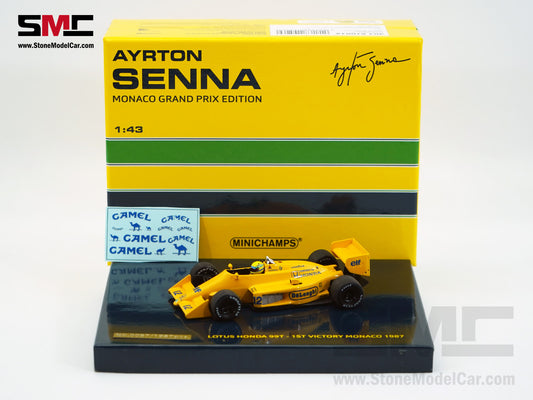 Lotus Honda F1 99T #12 Ayrton Senna Monaco GP Winner 1987 1:43 MINICHAMPS Gift Box