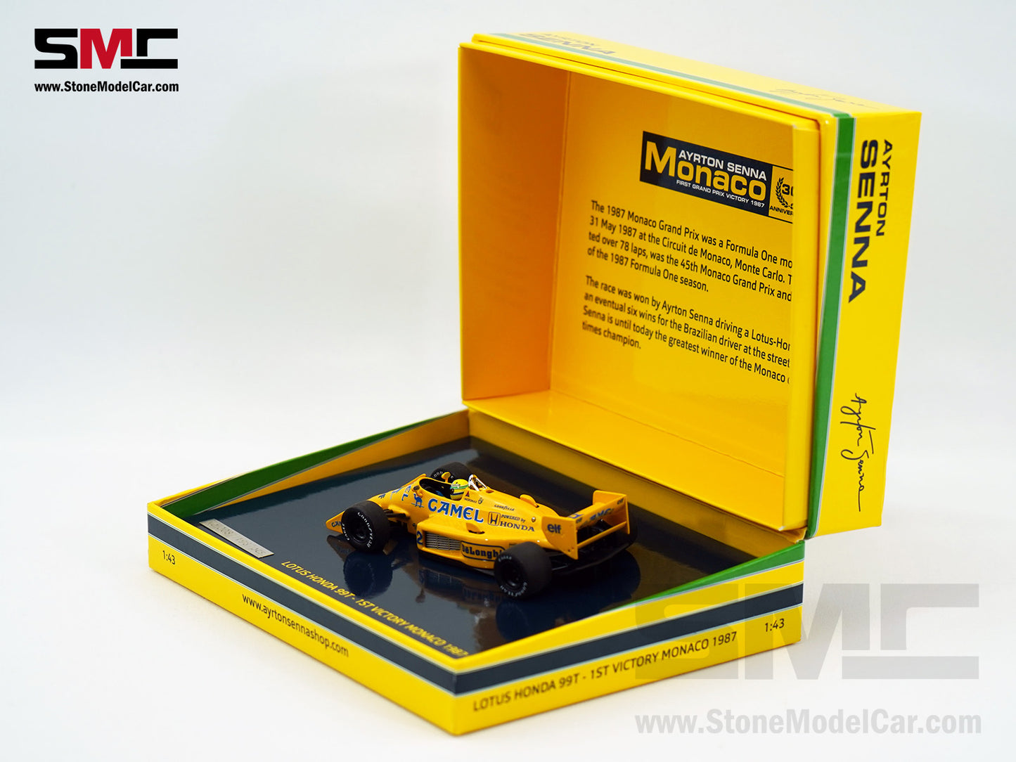 Lotus Honda F1 99T #12 Ayrton Senna Monaco GP Winner 1987 1:43 MINICHAMPS with Decal