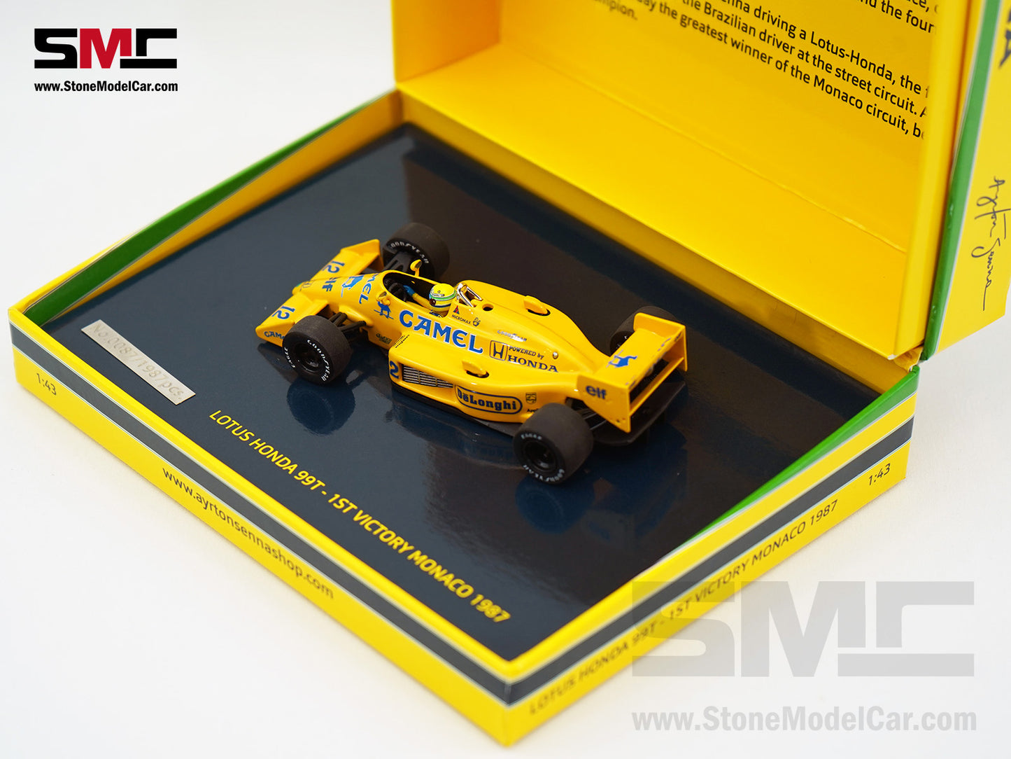 Lotus Honda F1 99T #12 Ayrton Senna Monaco GP Winner 1987 1:43 MINICHAMPS with Decal