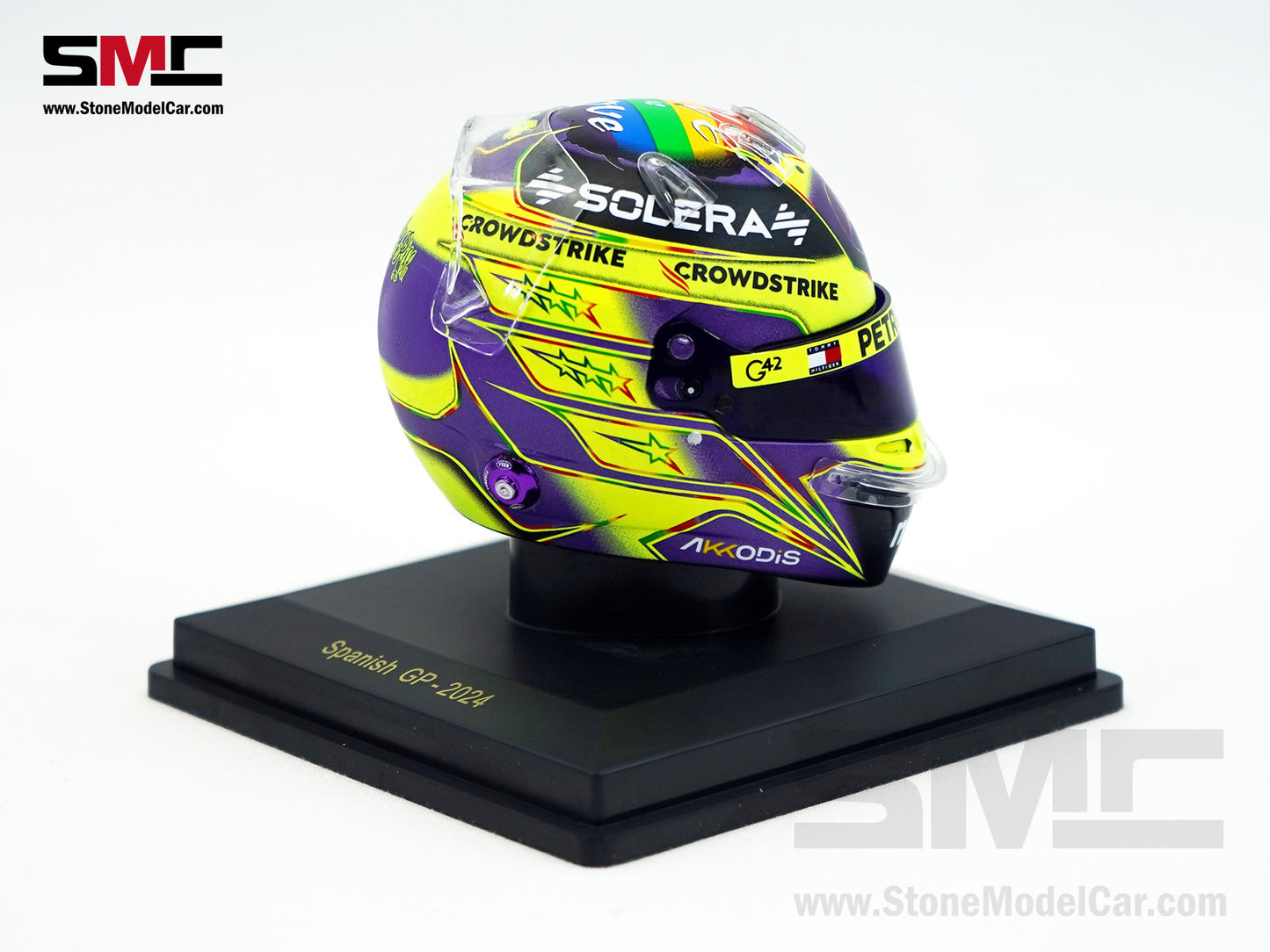 Mercedes F1 W15 #44 Lewis Hamilton Spanish GP 2024 7x Times World Champion Spark 1:5 Helmet