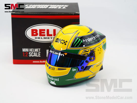 McLaren F1 MCL38 #81 Oscar Piastri Monaco GP 2024 Tribute Ayrton Senna 1:2 BELL Miniature Helmet