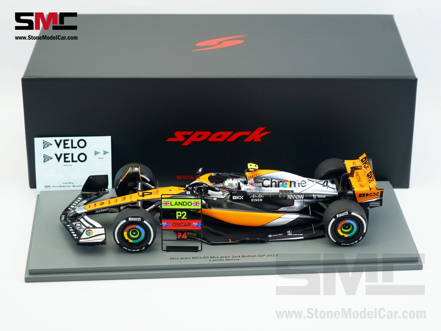 McLaren F1 MCL60 #4 Lando Norris 2nd British GP 2023 Special Livery Spark 1:18 18S903
