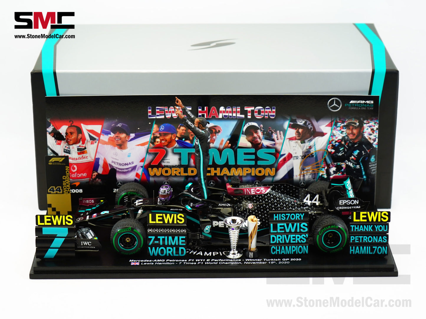2020 7x World Champion Mercedes F1 W11 #44 Lewis Hamilton Turkey GP 1:18 Spark Figure Special Edition