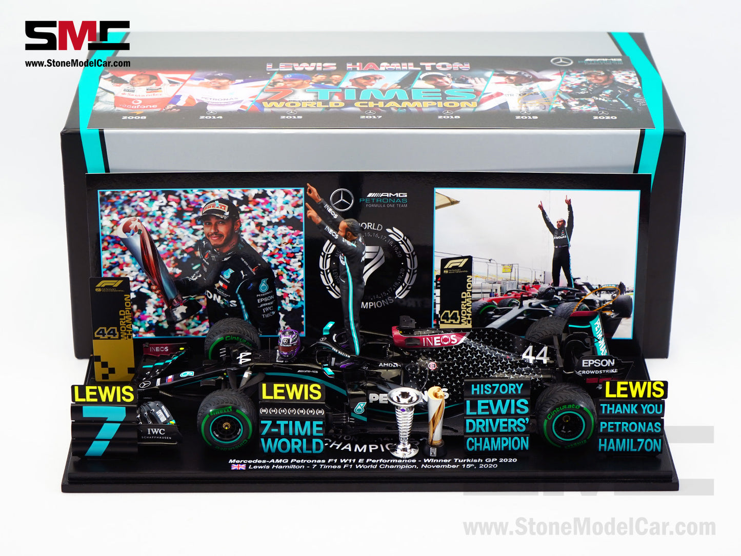 2020 7x World Champion Mercedes F1 W11 #44 Lewis Hamilton Turkey GP 1:18 Spark Figure Special Edition