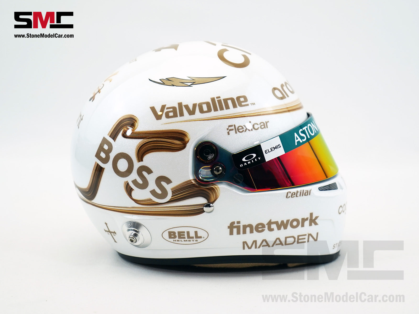 aston motorcycle helmets Aston Martin F1 AMR25 #14 Fernando Alonso Chinese GP 2025 BELL 1:2 Min – Stone Model