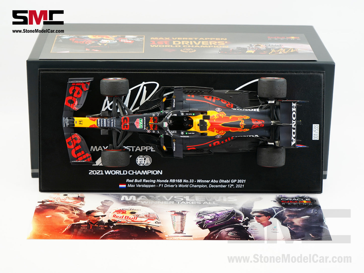2021 F1 World Champion #33 Max Verstappen Red Bull RB16B Abu Dhabi GP 1:18 Spark Figure