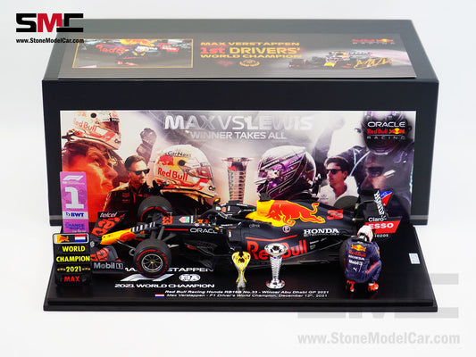 2021 F1 World Champion #33 Max Verstappen Red Bull RB16B Abu Dhabi GP 1:18 Spark Figure
