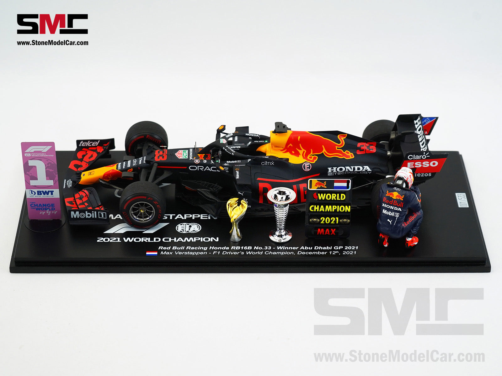 2021 F1 World Champion #33 Max Verstappen Red Bull RB16B Abu