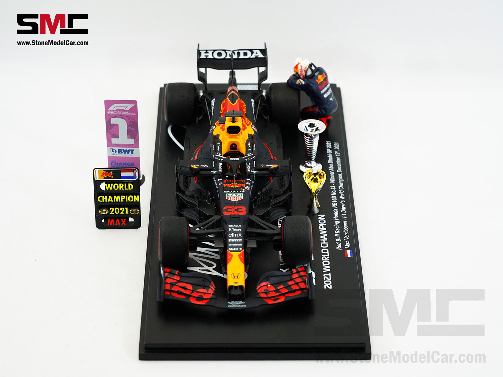 2021 F1 World Champion #33 Max Verstappen Red Bull RB16B Abu