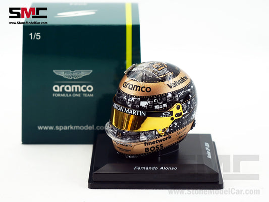 Aston Martin F1 AMR24 #14 Fernando Alonso Mexico 2024 400th GP Spark 1:5 Miniature Helmet