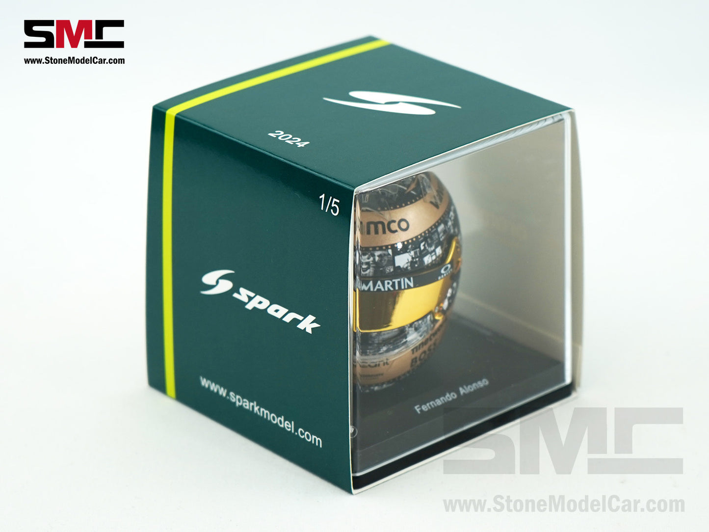 [Pre-Order] Aston Martin F1 AMR24 #14 Fernando Alonso Mexico 2024 400th GP Spark 1:5 Miniature Helmet