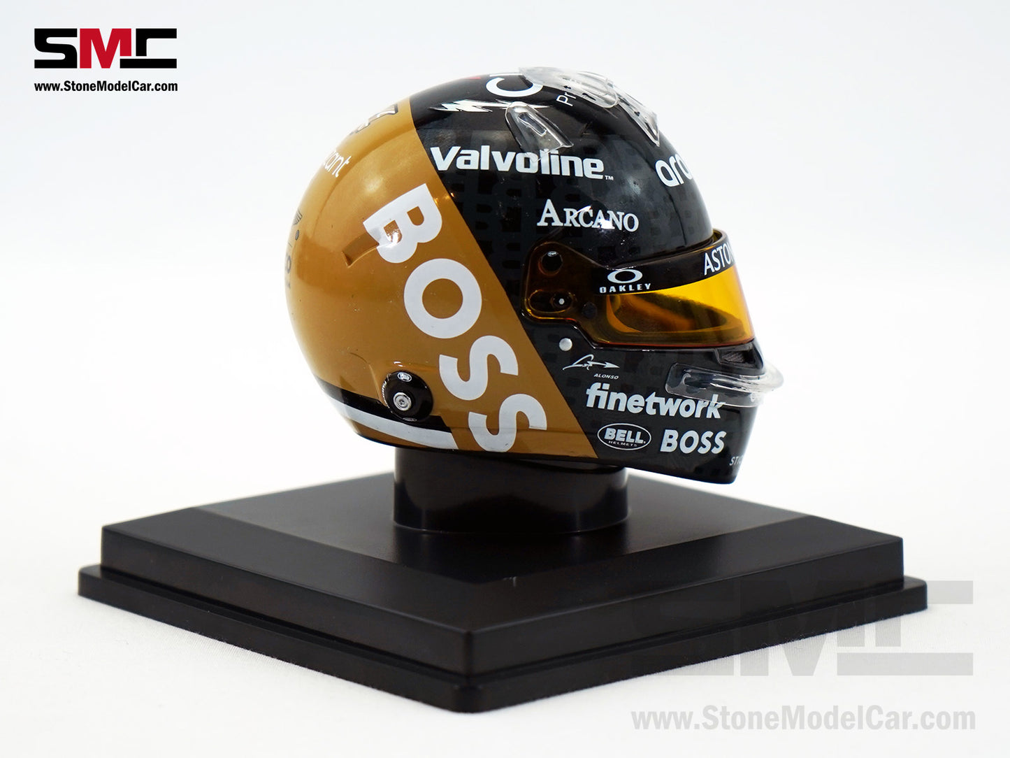 Aston Martin F1 AMR24 #14 Fernando Alonso British GP 2024 Spark 1:5 Miniature Helmet 5HF164