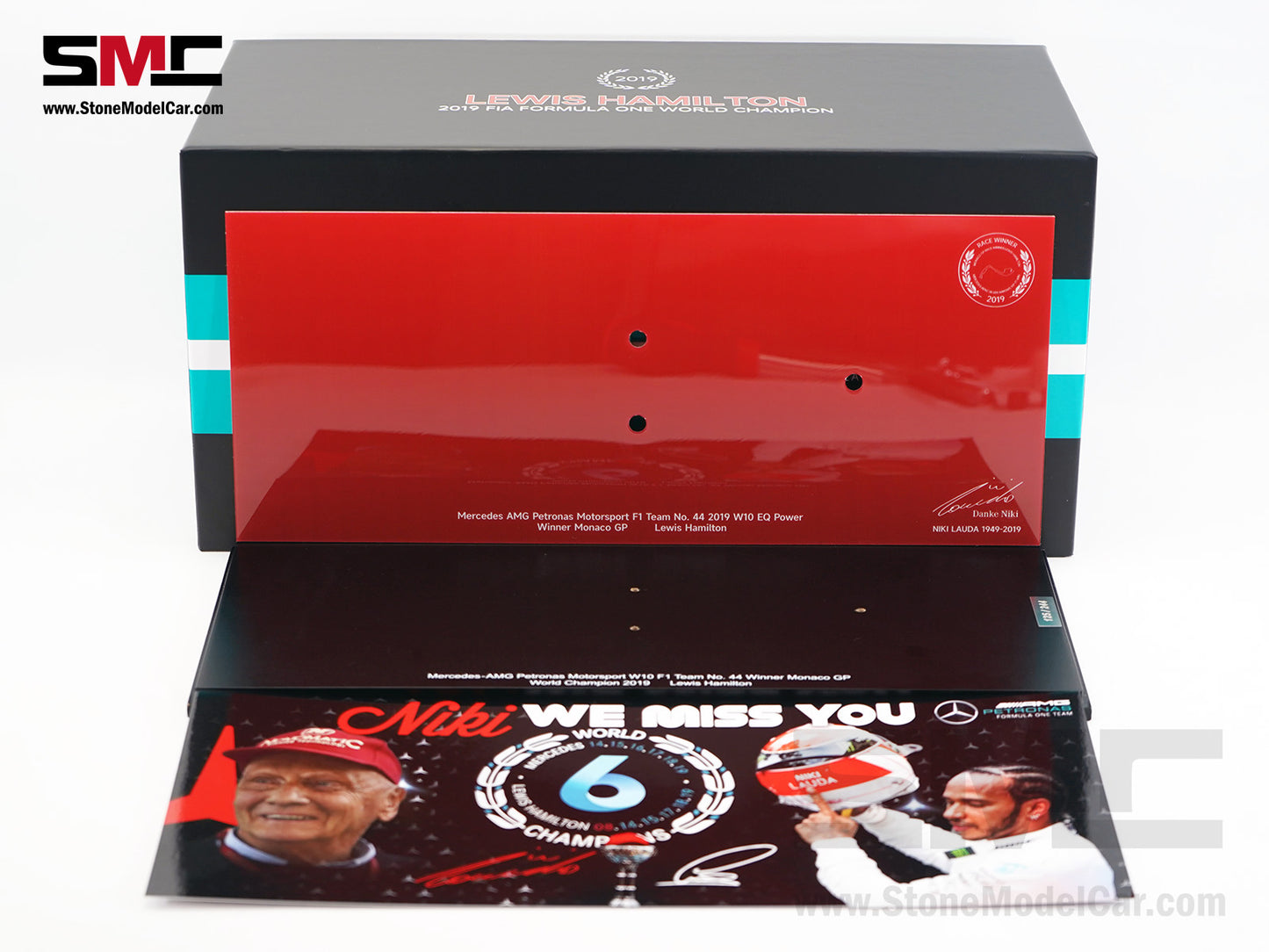 Mercedes AMG F1 W10 #44 Lewis Hamilton Monaco GP 2019 World Champion Spark 1:18 Figure Edition